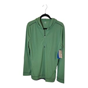 Alo NWT Yoga Green Half Zip Hoodie Pullover  Athleisure Long Sleeve Top